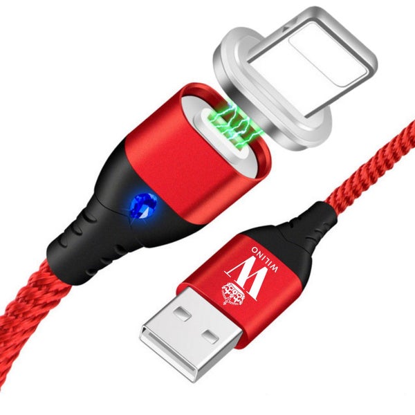 Magnetic Charging Cable - 2M - Red - Lightning / Micro USB / USB C62863853691906111