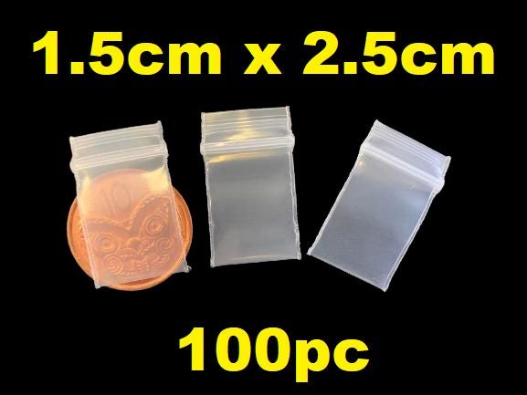 100Pc 1.5cm x 2.5cm Zipper Seal Bags / Resealable Plastic Bags / Zip Lock Bags Carousel 1