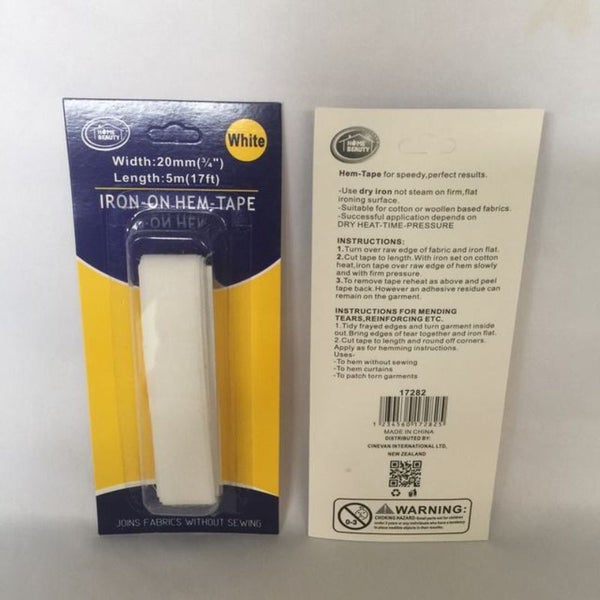 Iron on Hem Tape - White 5m (6 Packs) Carousel 1