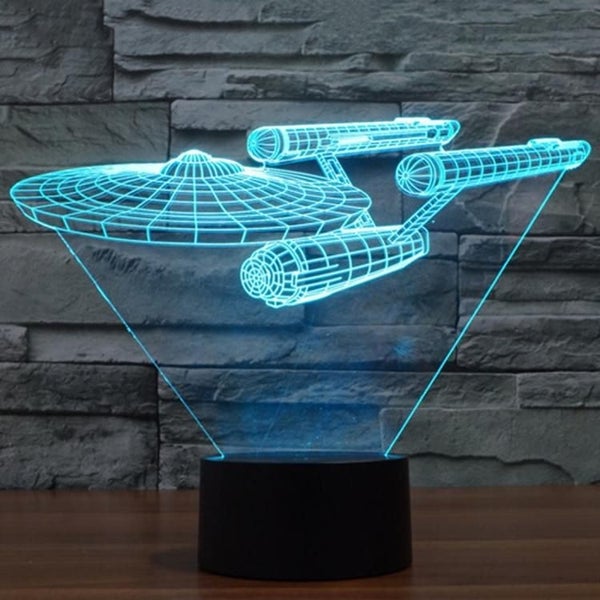 3D Illusion Acrylic LED Star Trek Enterprise Children's Night Light with Touc... Carousel 1