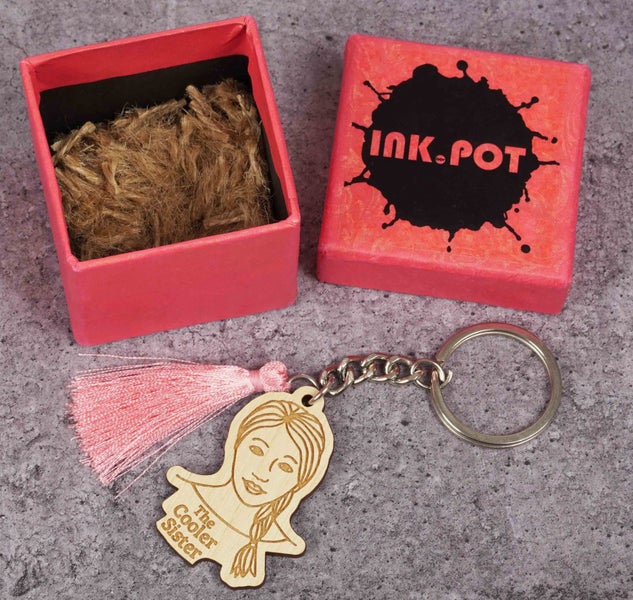 Inkdotpot Key Chain For Sister Engraved Wooden Key Holder Housewarming Carousel 2