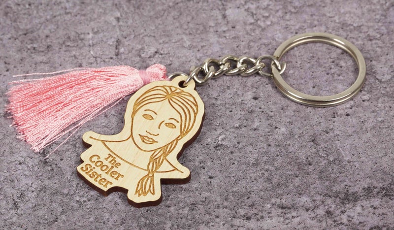 Inkdotpot Key Chain For Sister Engraved Wooden Key Holder Housewarming Carousel 6