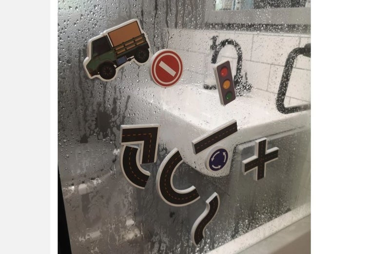 PTN Vehicle Bath Stickers in The Tub Bath Toy Bath Activity DIY Sticker Puzzles Carousel 5