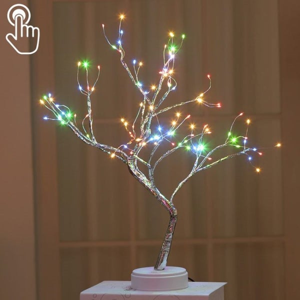 Creative 108 LED Copper Wire Tree Table Night Light Lamp - Multi Colour Light Carousel 2