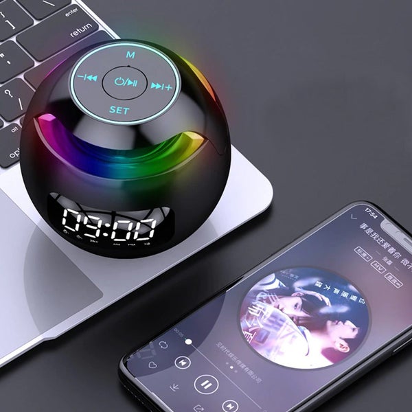 Wireless Rechargeable Spherical Speaker Digital Clock Carousel 18