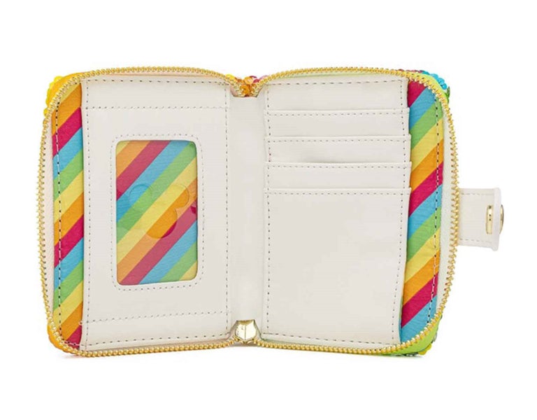 Loungefly Purse Sequin Rainbow new Official Disney Yellow Zip Around Carousel 2