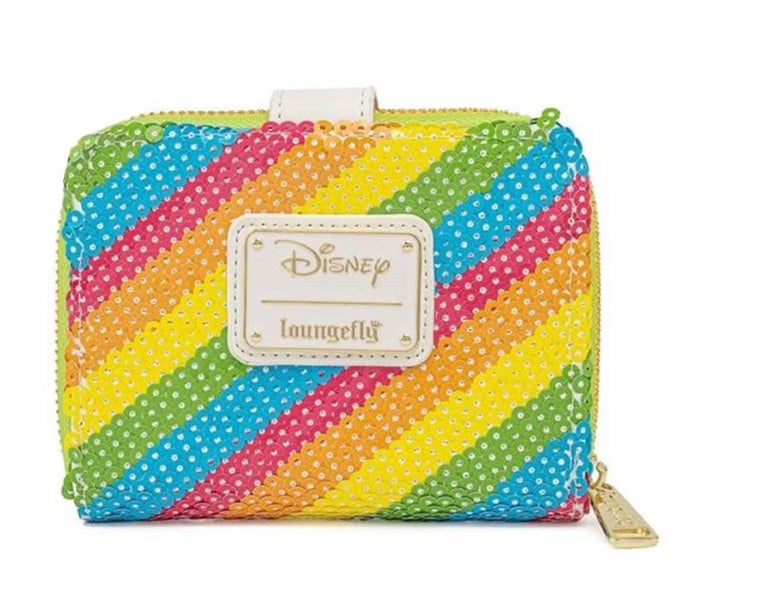 Loungefly Purse Sequin Rainbow new Official Disney Yellow Zip Around Carousel 3