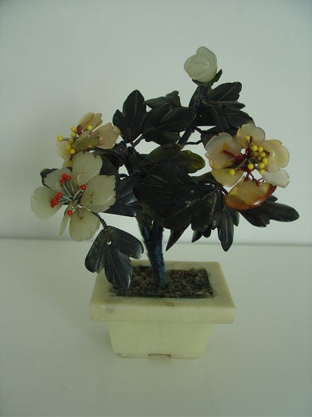Chinese Hardstone Small Peony In Stone Planter Carousel 1