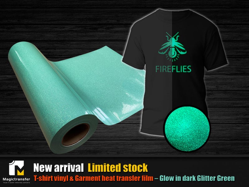 Limited stock / T-shirt HTV vinyl -Glow in the dark Glitter colour size10" x 8" Carousel 2