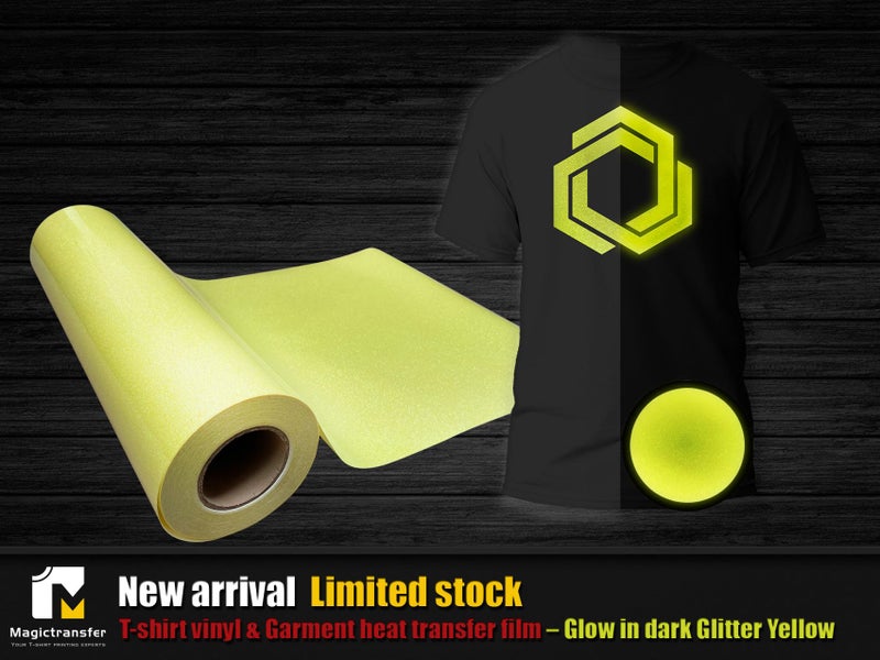 Limited stock / T-shirt HTV vinyl -Glow in the dark Glitter colour size10" x 8" Carousel 5