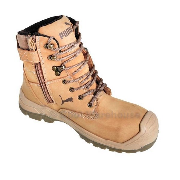 Puma Conquest Wheat 630727, Waterproof, Safety Zip Work Boot Composite Toe Cap Carousel 2