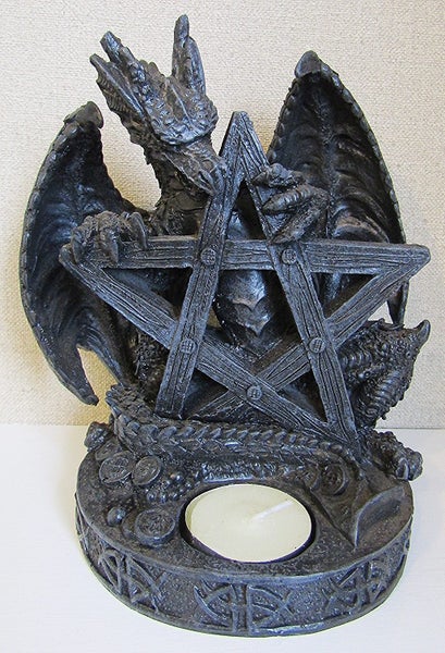 Dragon on pentagram tealight holder (#3531) Carousel 1