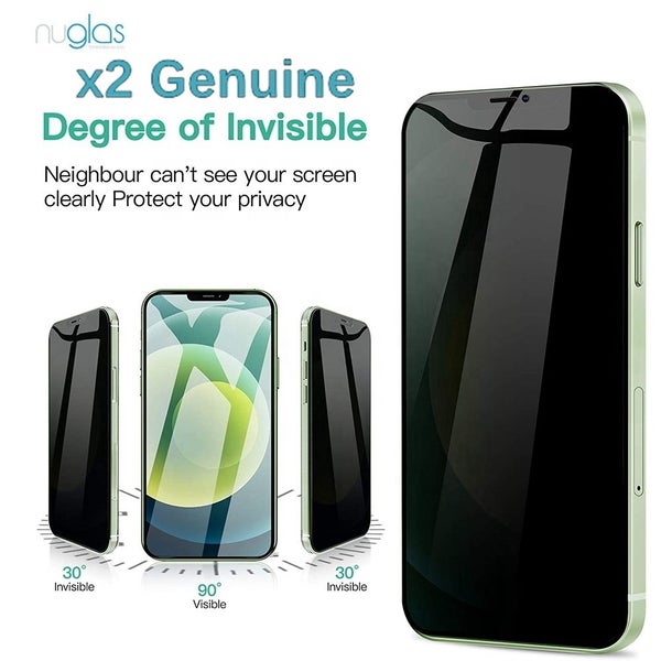 2xScreen Protector Nuglas Flat Clear Privacy Tempered Glass For iPhone 12 Mini Carousel 1