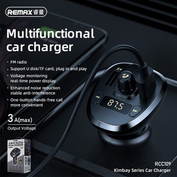 Car Charger REMAX MutiFuntional Kimbay Series 15W RCC109 Support U Disk TF Card Carousel 1