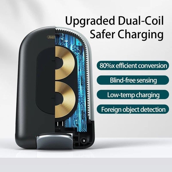 Desktop Wireless Charger REMAX Folding Fast Charging RP-W21 Phone Holder Black Carousel 6