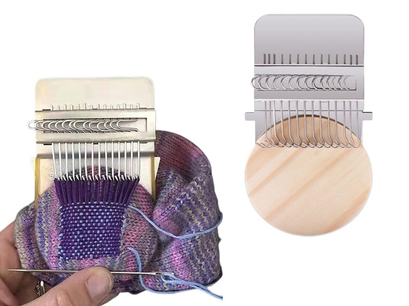 Wooden Small Loom Speedweve Type Weave Tool Set DIY 14 Hooks Darning Machine Carousel 1