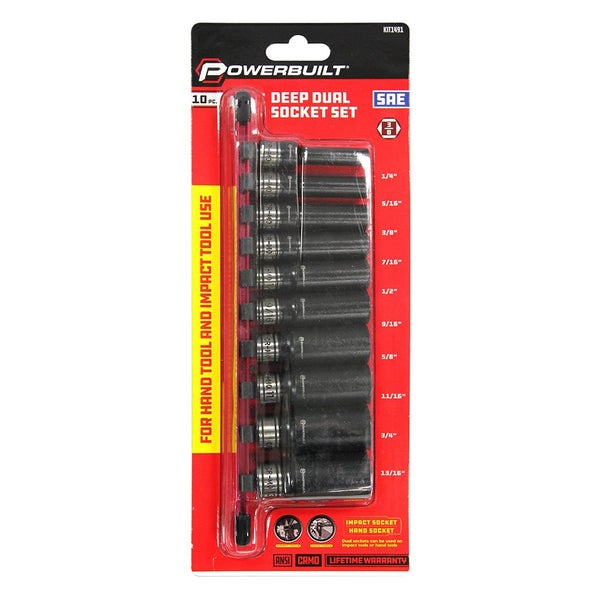 Powerbuilt 3/8In Dr 10Pc Imperial Deep Dual Impact Socket Set Carousel 1