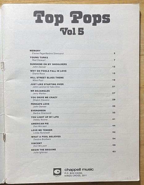 Top Pops Vol 5 Chappell Music Carousel 2