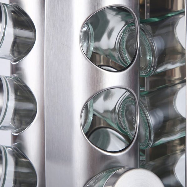 SPICE RACK CAROUSEL ROTATING GLASS STAND ROUND CONDIMENT 20 JARS SET Carousel 2