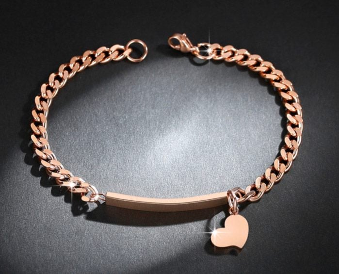 Stainless Steel Heart Bracelet Rose Gold Plated Carousel 2
