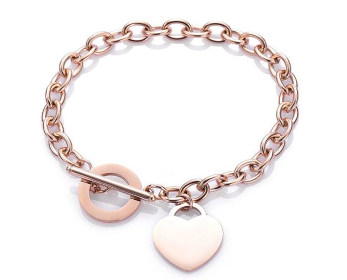 Stainless Steel Heart Bracelet Rose Gold Plated Carousel 1