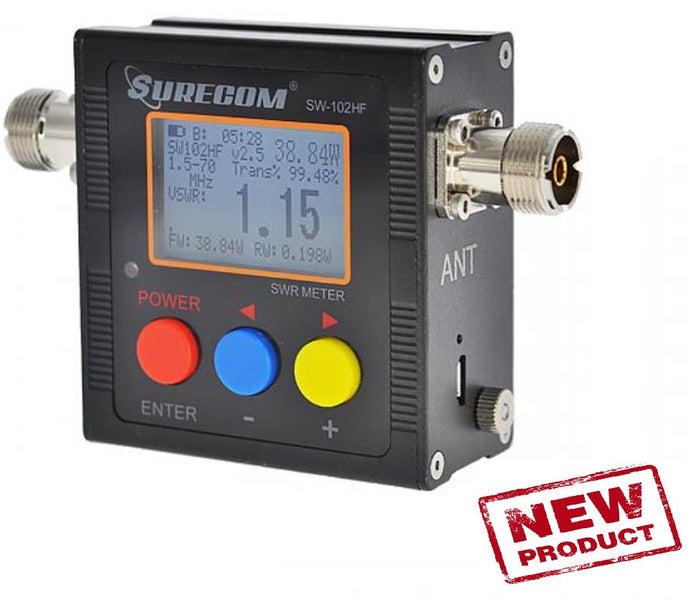 SURECOM SW-102HF Digital Power & SWR Meter 1.5 MHz to 70 MHz Carousel 1