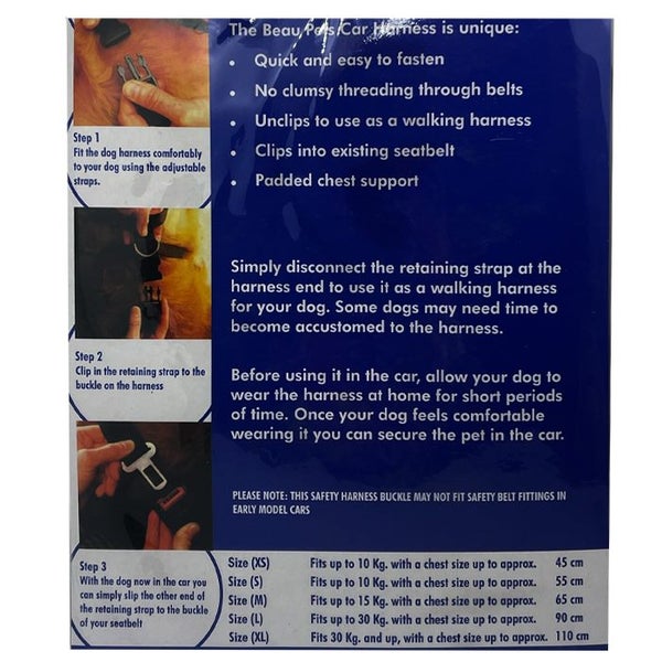 Beau Pets Australia Car M Seat Belt Harness Restraint Strap w Clip Dog Chest Carousel 4