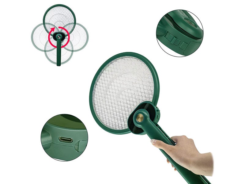 Green Rotatable Electric Mosquito Swatter Bug Killer Bug Zapper Insect Trap Carousel 8
