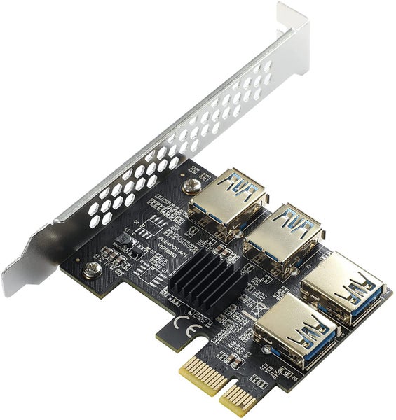 Model A PCI Express Multiplier Riser Card, PCIe 1 to 4 Riser Splitter Adapter Carousel 2
