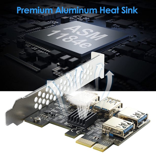 Model A PCI Express Multiplier Riser Card, PCIe 1 to 4 Riser Splitter Adapter Carousel 6