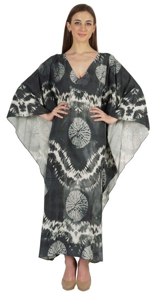 Moomaya Kimono Maxi Dress Printed Long Kaftan For Women Cover-Up Caftan Beach Carousel 1