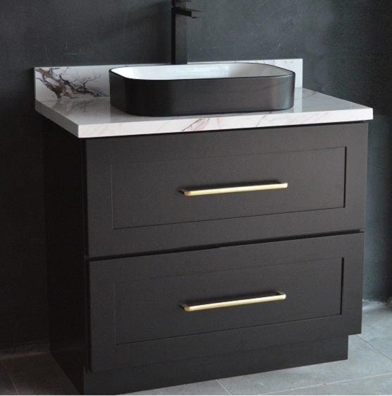 Freestanding Vanity 900mm with drawers black (solid wood) Carousel 5