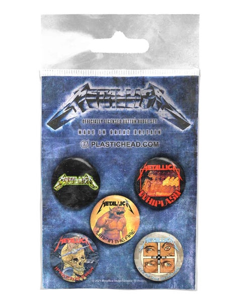 Metallica Button Badge The Singles Band Logo new Official Set Of 5 Carousel 1