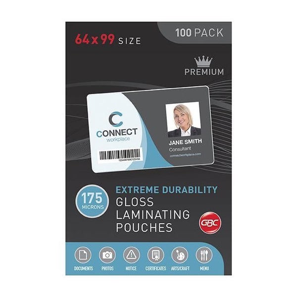 Gbc laminating pouch 64x99mm 175 micron pk100 Carousel 1