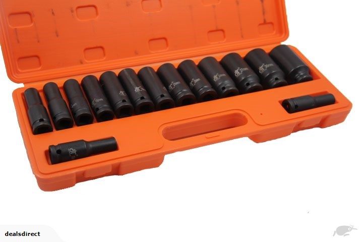 SOCKET SET BLACK IMPACT 1/2" D 15PCS Carousel 2