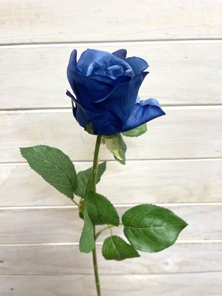 Artificial Flower Stem - Single Alice Rose Bud (Blue) Carousel 1