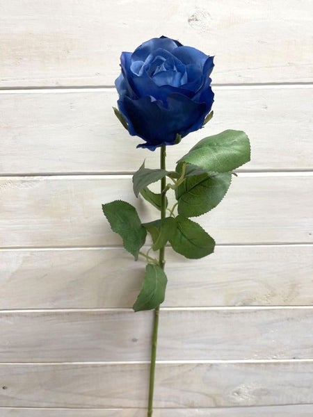 Artificial Flower Stem - Single Alice Rose Bud (Blue) Carousel 2