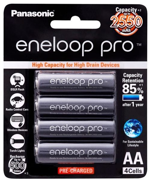 Panasonic Eneloop Pro AA 2500mAh Rechargeable Batteries 8 Pack