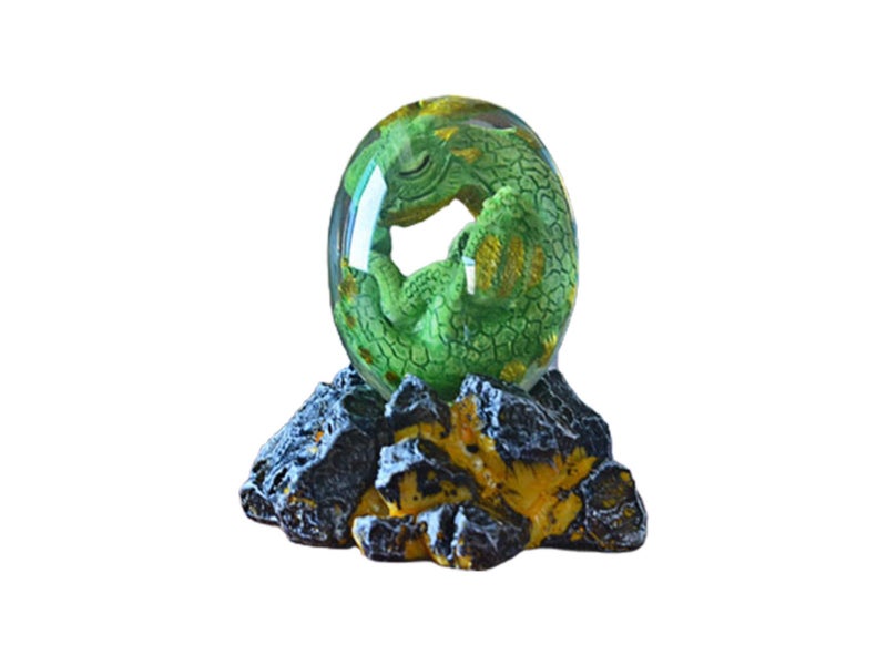 Green Resin Transparent Lava Dragon Egg Sculpture Decor Carousel 1