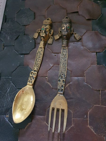 Vintage Heavy Brass Peruvian Utensils Carousel 1