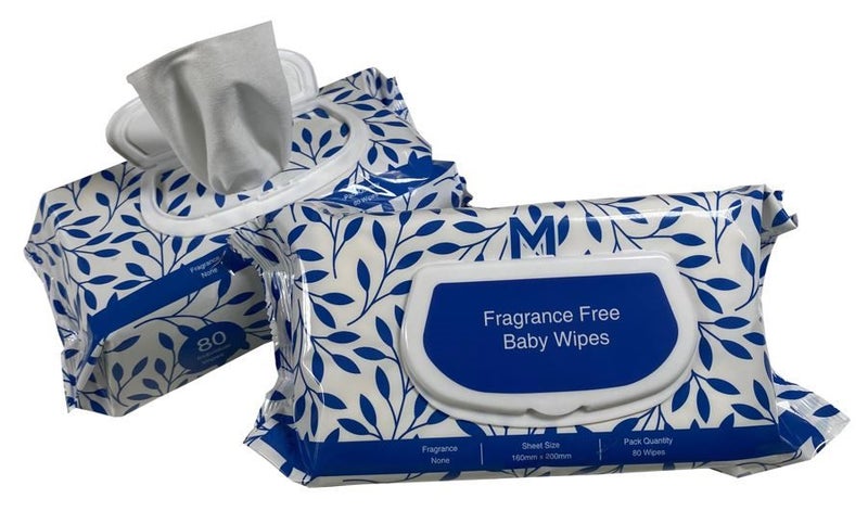 Non Fragranced Baby Wipes - 160mm x 200mm, 55gsm, 80 Wipes(Box Of 12 Packs) Carousel 1