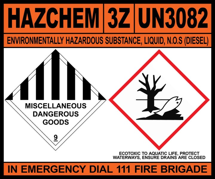 Hazchem/3Z/UN3082 3M Vinyl Sign on ACM Panel Carousel 1