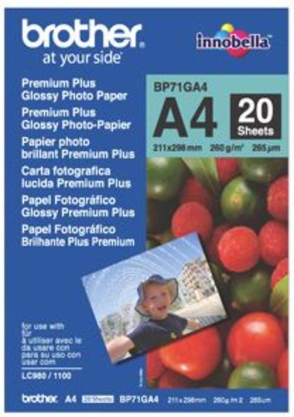 Brother BP71GA4 A4 Premium Glossy Photo Paper 260GSM 20 Sheets Carousel 1