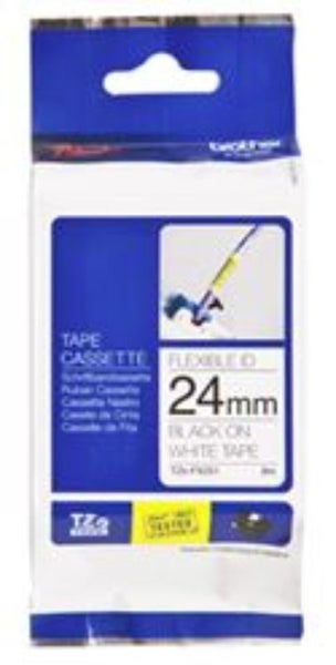 Brother TZe-FX251 24mm x 8m Black on White Flexi ID Tape Carousel 1