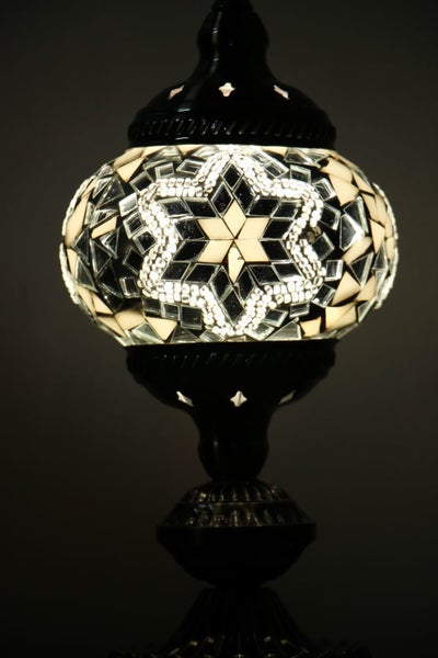 Turkish Mosaic Table Lamp White With Large Elegant Base - 33cm Carousel 2