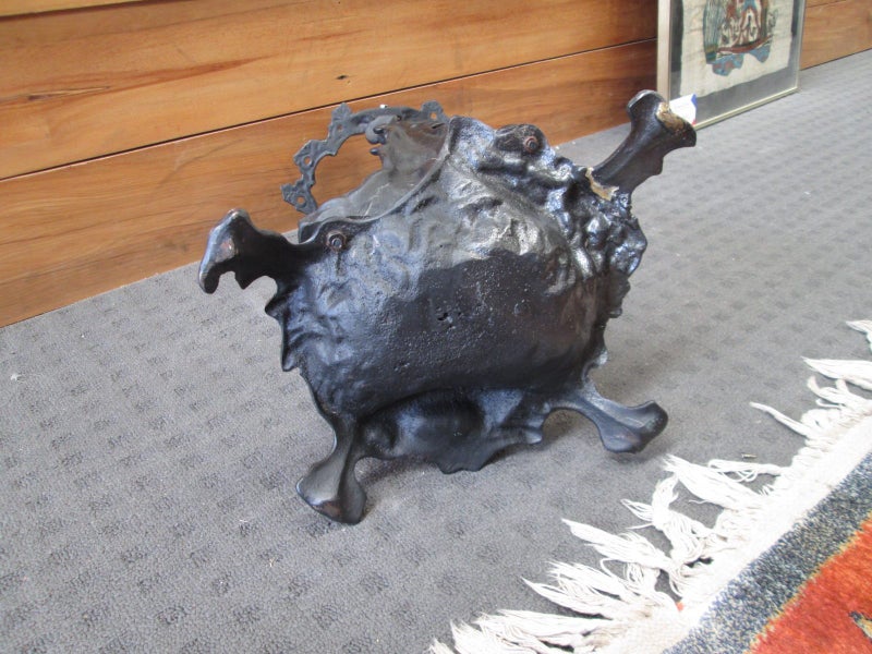 Antique Brass Fireplace Tool Stand with Dog & Rifle Carousel 12