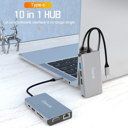USB C Hub Adapter, USB C Docking Station 10 in 1 Type C Carousel 1