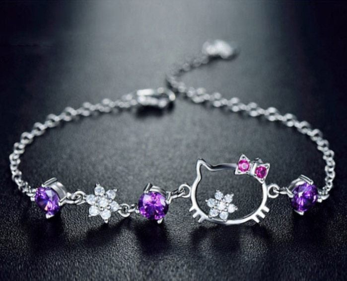 Women Girls Lovely Cat Chain Bracelet Sweet Jewelry Gift Carousel 1