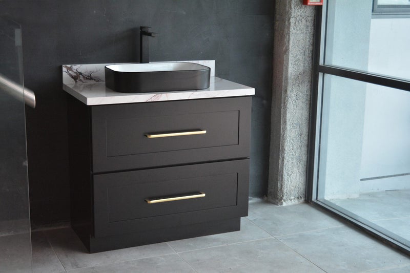 Freestanding Vanity 900mm with drawers black (solid wood) Carousel 1