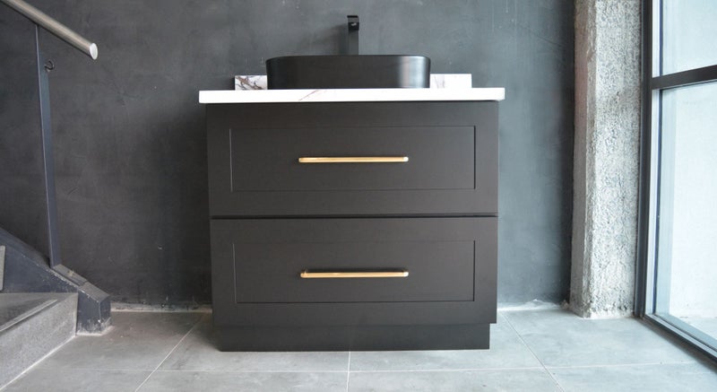 Freestanding Vanity 900mm with drawers black (solid wood) Carousel 2